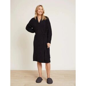 Barefoot Dreams Cozy Chic Side Tie Robe in Black size small